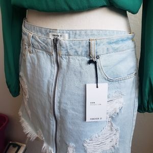 Distressed Denim Skirt